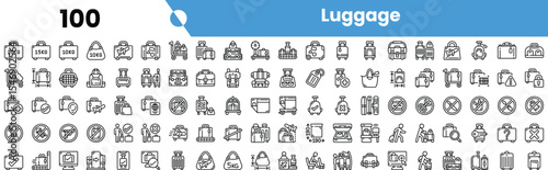 A collection of diverse luggage icons showcasing various travel-related themes.