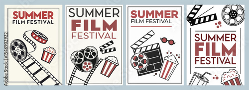 Vibrant Summer Film Festival Posters Celebrating Classic Cinema with Stunning Design Elements