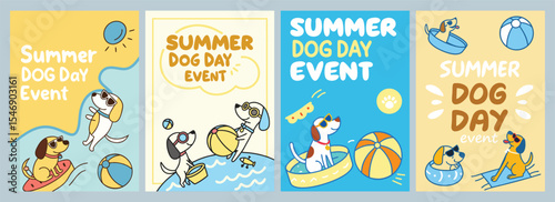 Playful Dogs Celebrate Summer Fun at Exciting Event Poster Designs