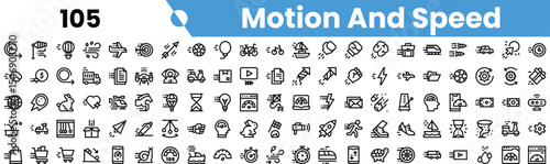 A collection of minimalist icons representing motion and speed, ideal for design projects and presentations.