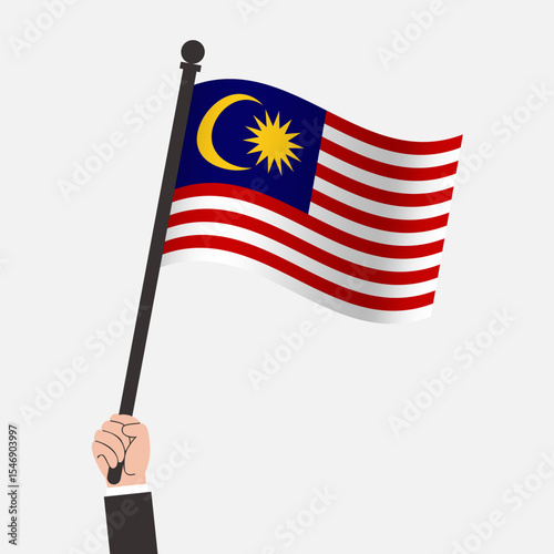 Hand Holding Malaysia Waving Flag