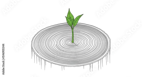 Sprout growing from a tree stump top