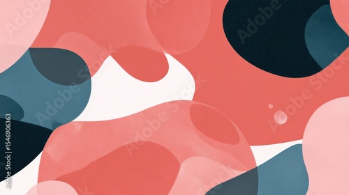 Vibrant abstract shapes in coral and blue for modern design