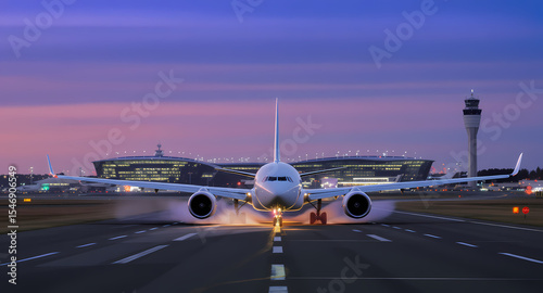 Majestic Airplane Landing Twilight Runway Scene