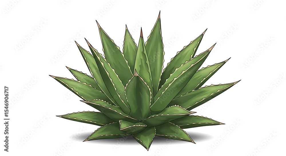 Fototapeta premium Drawing of Green Agave Plant on White Background