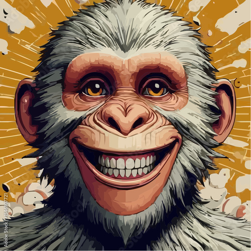 alternative digital art of a smiling monkey 99