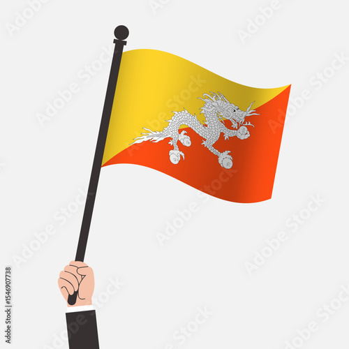 Hand Holding Bhutan Waving Flag