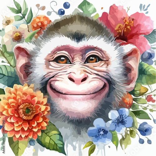alternative digital art of a smiling monkey 39
