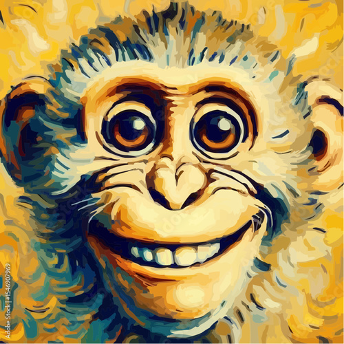 alternative digital art of a smiling monkey 37