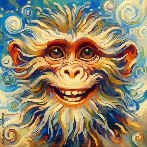 alternative digital art of a smiling monkey 35