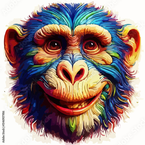 alternative digital art of a smiling monkey 34