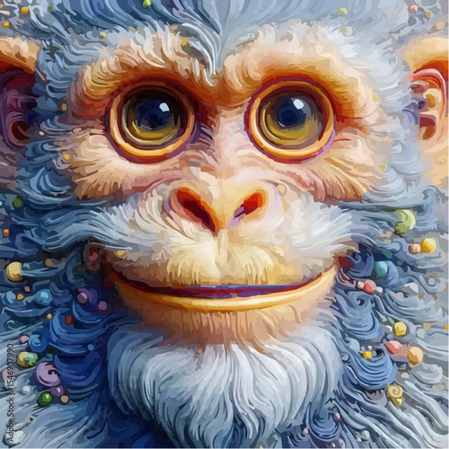 alternative digital art of a smiling monkey 33