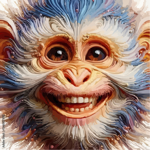 alternative digital art of a smiling monkey 32