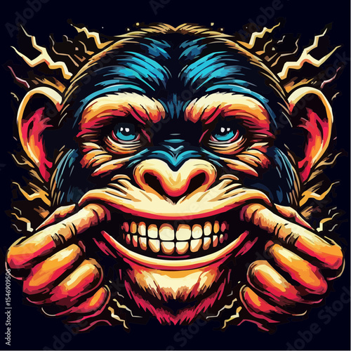 alternative digital art of a smiling monkey 24
