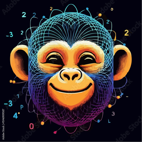 alternative digital art of a smiling monkey 10