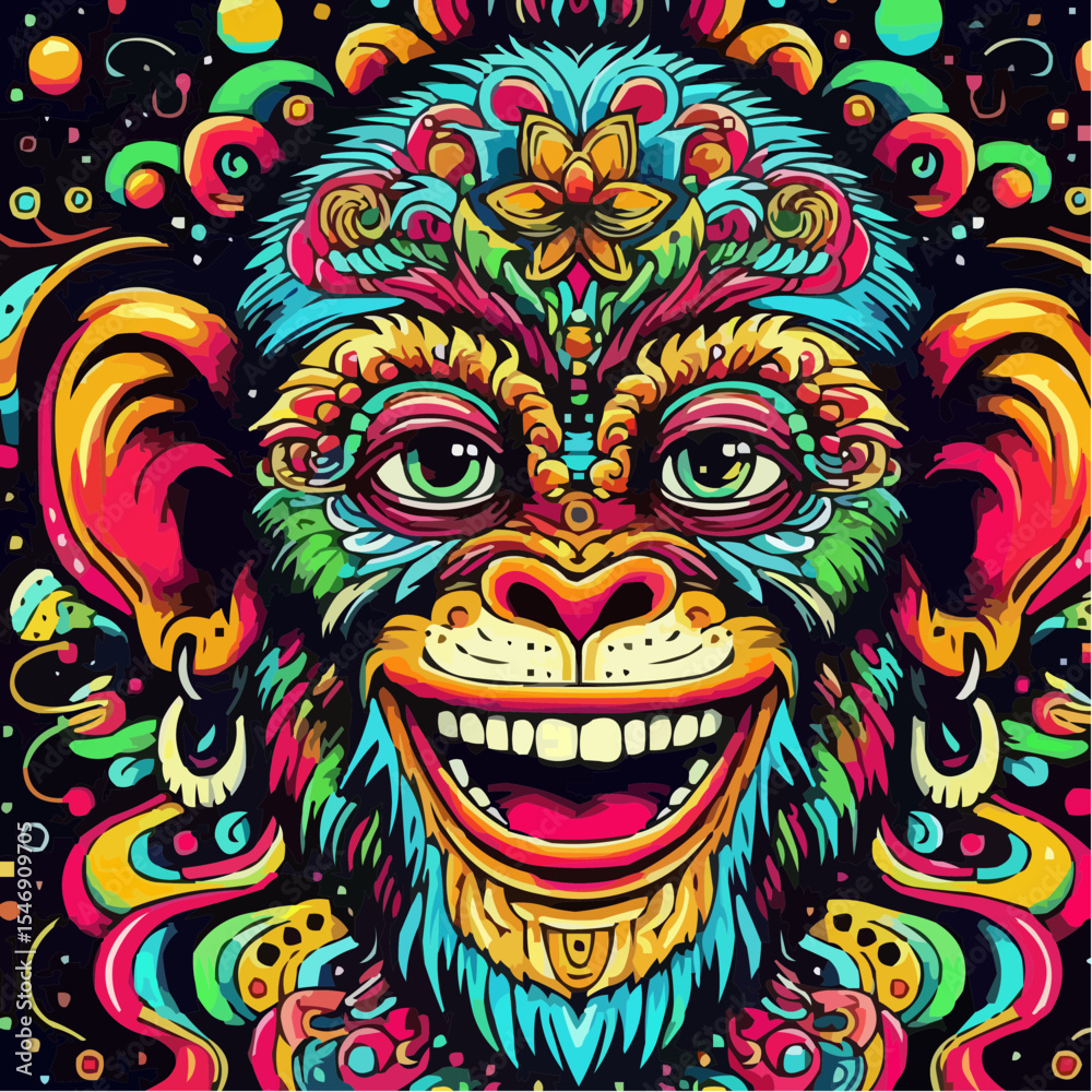 Naklejka premium alternative digital art of a funny monkey 44