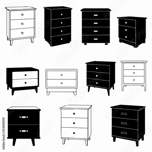 Nightstands bedroom furniture outline and solid style