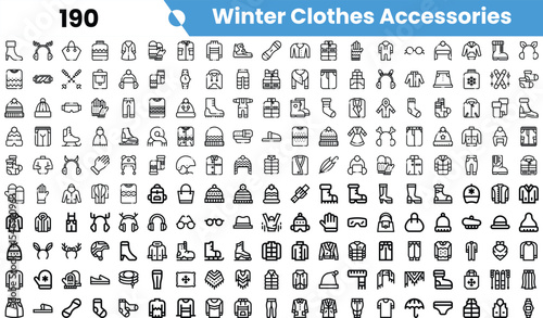 A diverse collection of winter clothing accessories, including hats, scarves, gloves, and coats, perfect for keeping warm during cold seasons.