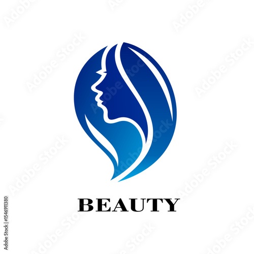 Beauty Salon and Spa vector logo icon, with blue color combination