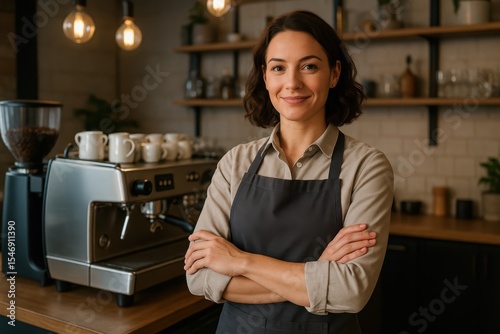 Professional barista demonstrating exceptional customer service skills in modern coffee shop environment