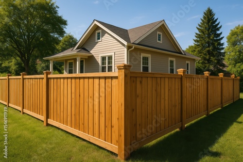 Residential fencing installation showcasing premium wood craftsmanship and property enhancement for home improvement marketing