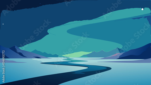 Enchanted Night Serene River Under the Aurora Borealis