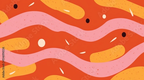 Abstract orange and pink waves on flat background for modern design