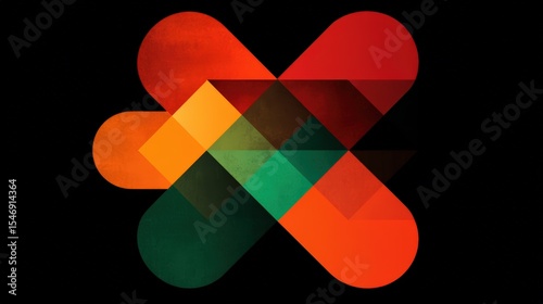 Abstract geometric artwork with vibrant overlapping shapes