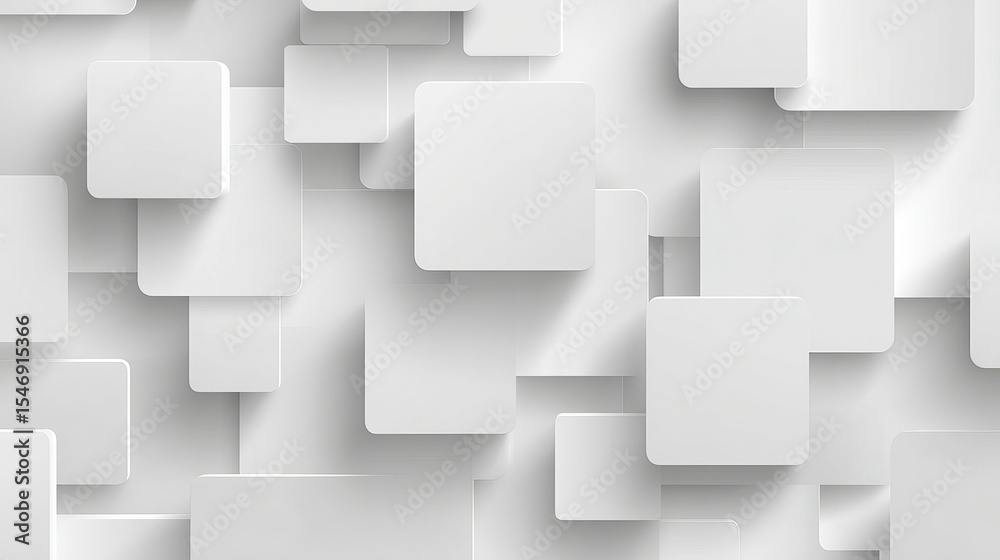 Obraz premium Abstract White Square Pattern Modern Geometric Background Design Elegant Minimalist Style Clean Simple Texture Overlapping Shapes Digital Illustration Wallpaper Graphic Resource 
