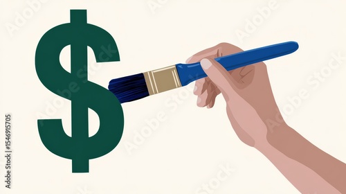 Creative financial concept with hand painting dollar sign for business design and art theme
