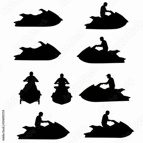 Jet skis silhouettes watercraft rider transportation sport leisure