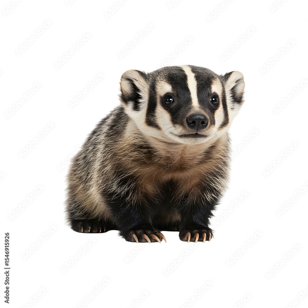 Fototapeta premium American Badger Sitting Upright in High Detail Studio Portrait