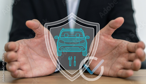 Fotografie Car insurance protection plan provides complete auto coverage, maintenance and r