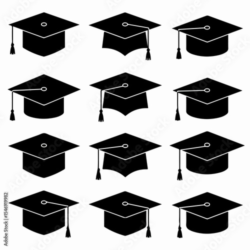 Graduation cap icons academic achievement celebration