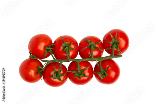 Cherry tomatoes on vine – PNG, top view, isolated on transparent background