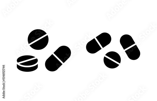 Pills icon vector illustration. capsule icon. Drug sign and symbol