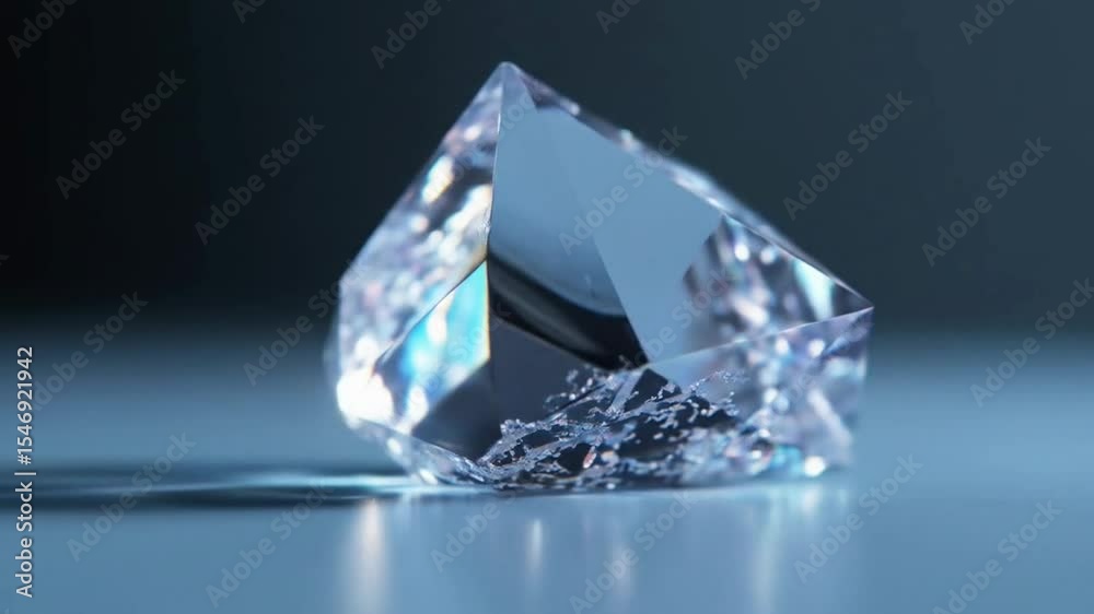 Rotating Crystal Clear Geometric Shape on Reflective Surface