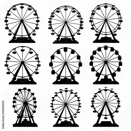 Ferris wheel silhouette collection entertainment amusement park