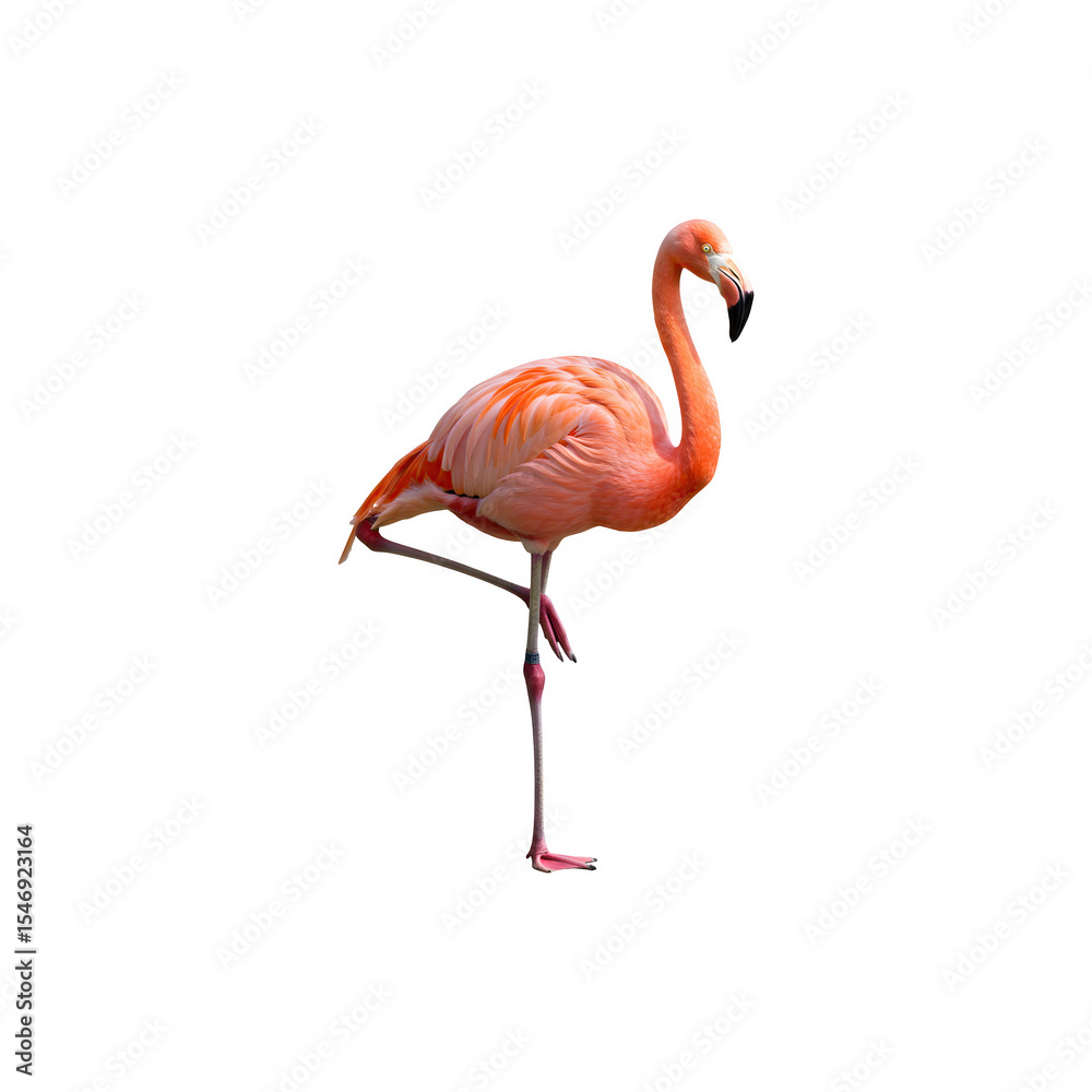 Fototapeta premium Flamingo Standing Gracefully on One Leg Isolated