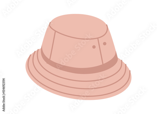 Bucket Hat. Summer Head Fashion accessory cap with narrow brim clothing technical illustration. Vector headgear for Men, women, unisex style, flat template CAD mockup sketch outline isolated