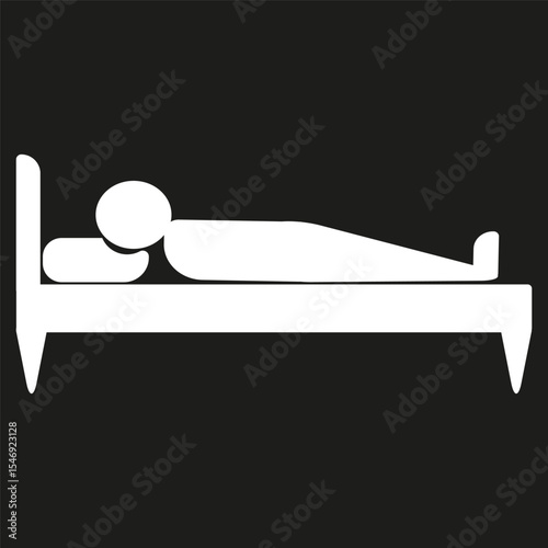 Bed icon. Rest love symbol. Vector sleep design. Black background shape.