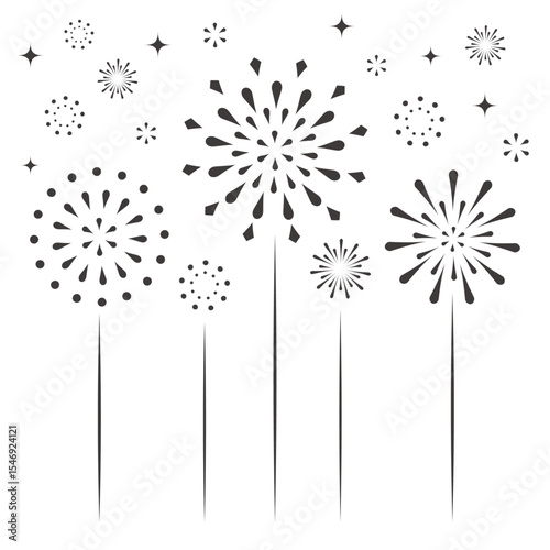 シンプルな打ち上げ花火のシルエットのイラスト