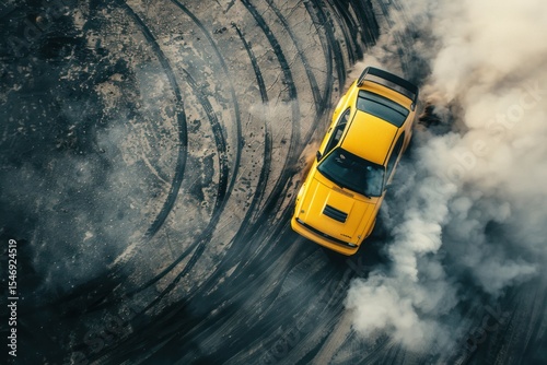 top view of driver drifting car