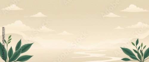 Serene Landscape Minimalist Nature Background
