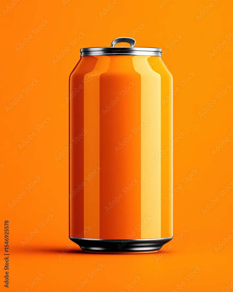 Fototapeta premium Vibrant Orange Soda Can Mockup on Bright Background for Presentation