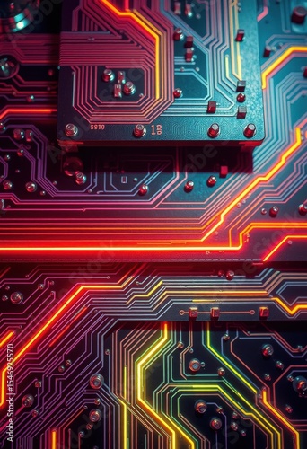 Glowing Circuit Board Abstract Technology Background
