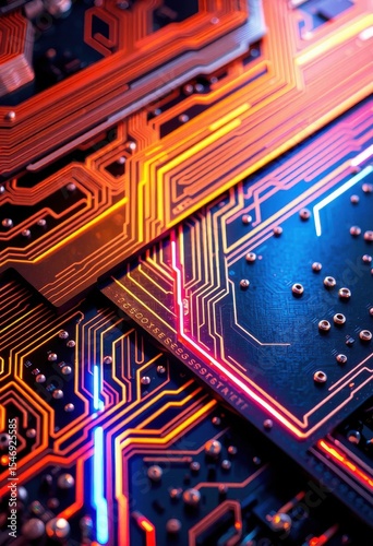 Glowing Circuit Board Abstract Technology Background