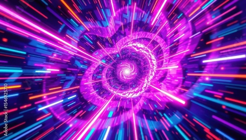 Neon Lightspeed Vortex Abstract Psychedelic Tunnel
