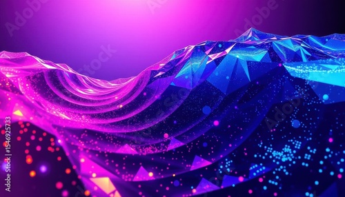Abstract Neon Landscape Vibrant Polygonal Mountains