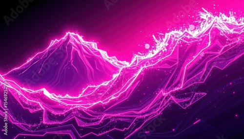 Neon Pink Abstract Mountain Landscape Digital Art Wallpaper